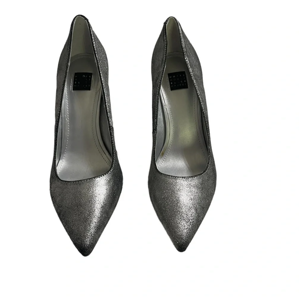 White House Black Market Silver Suede High Heel Pumps Size 7